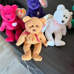 Ty Stuffed Animal Set - Fuchsia, Purple, White, Collectible Vintage